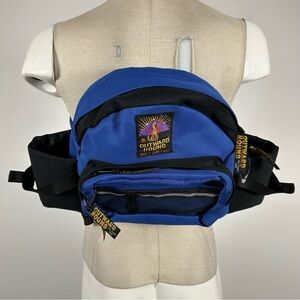Outward Hound Pet Travel Gear Blue Black Backpack Style Fanny Pack & Water Bowl